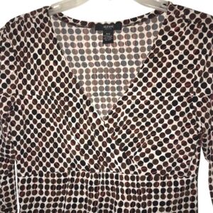 ALFANI Button Print V Neck Crossed Empire Waist Crop Sleeve Size SP Small Petite